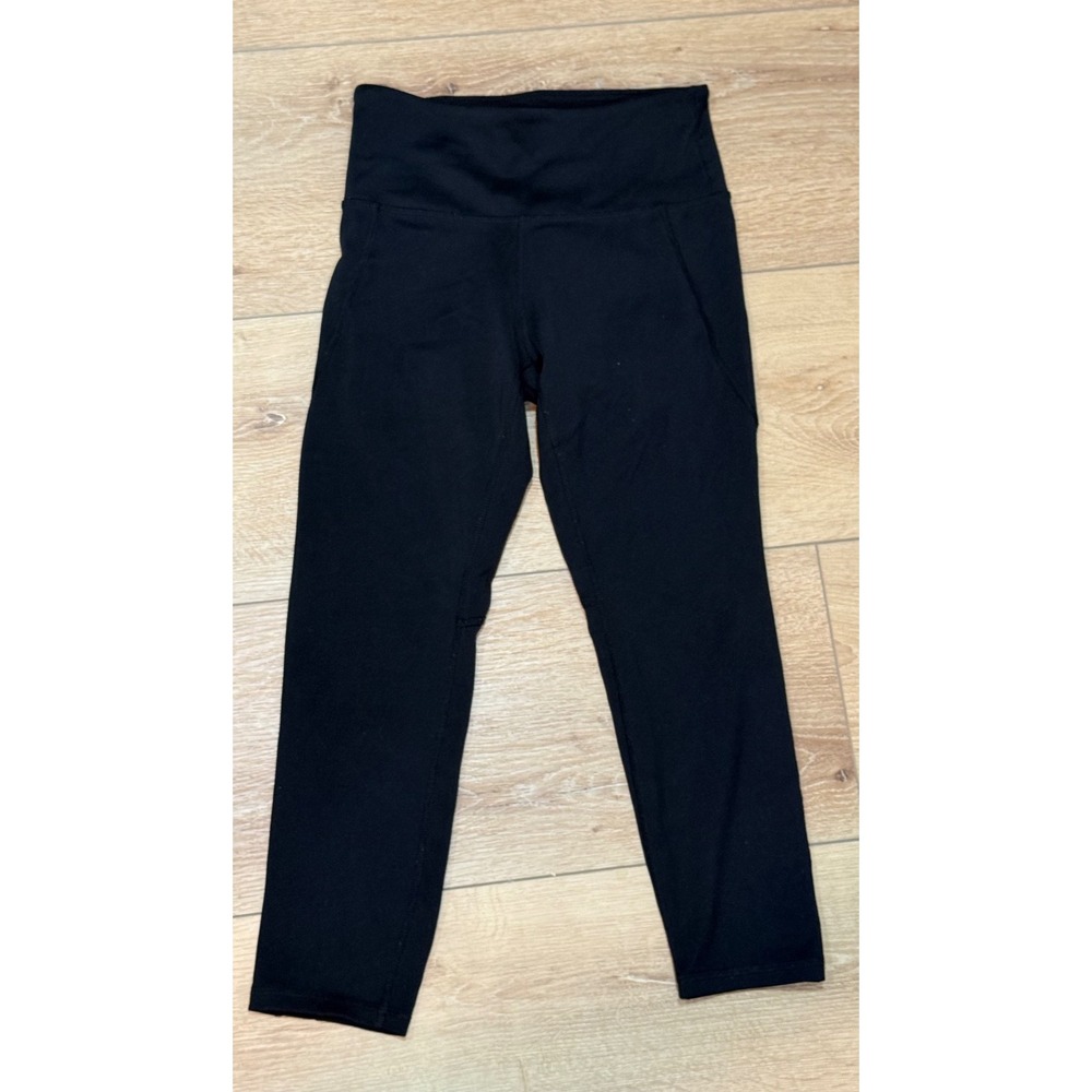 Balance Collection Womens Black High Waisted Mesh Panel Crop Leggings Size S